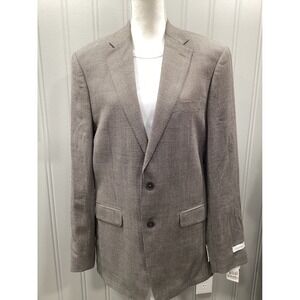 Calvin Klein Slim Fit Mens Blazer Jacket Houndstooth Brown Tan Size 42